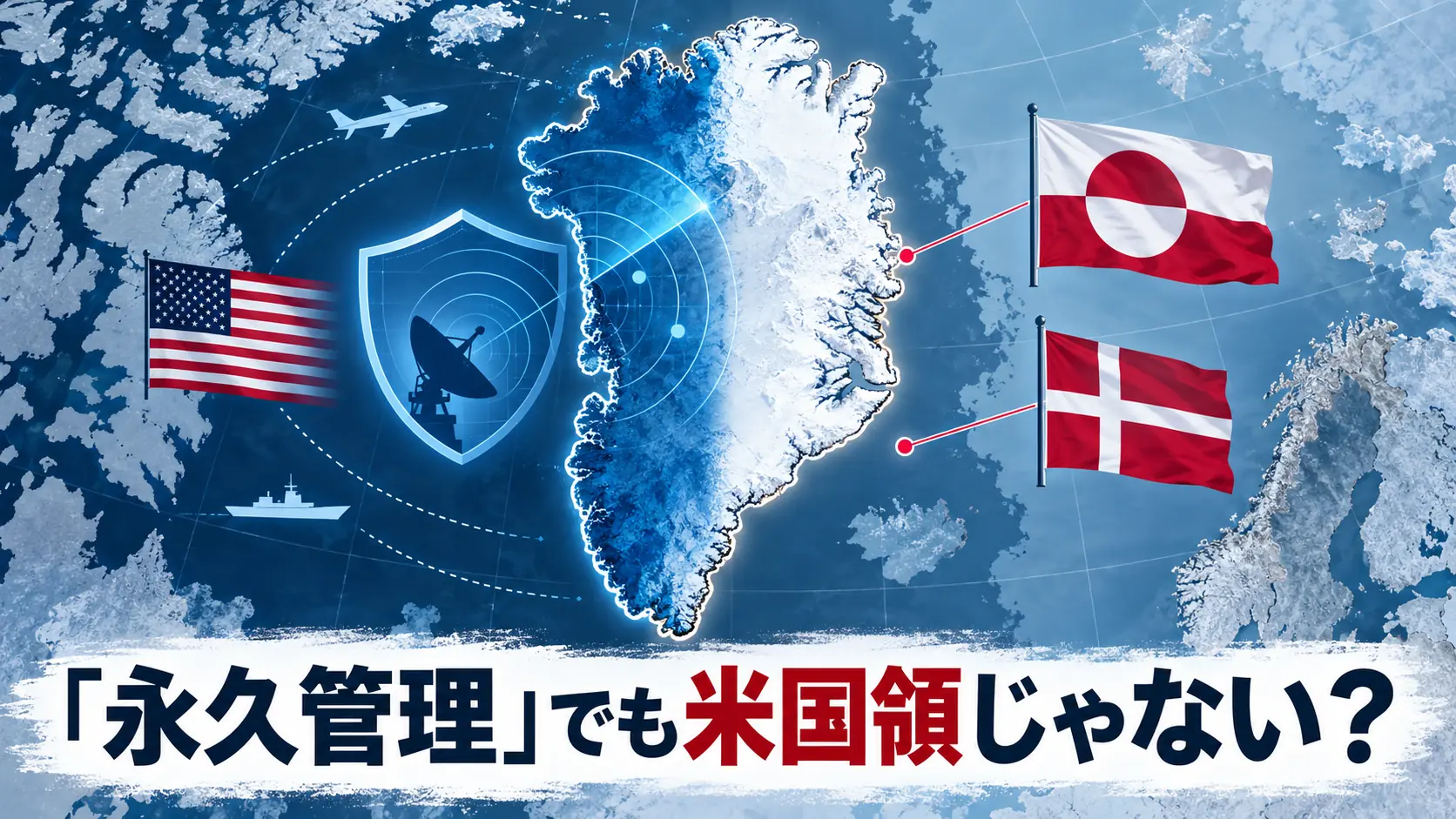 米国の安全保障管理とグリーンランドの主権が別の問題であることを示すイラスト