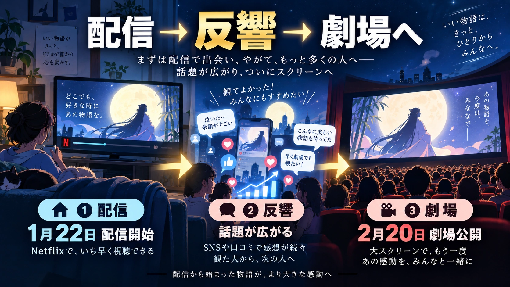 Netflix配信から劇場公開へ移った『超かぐや姫！』の二段階展開