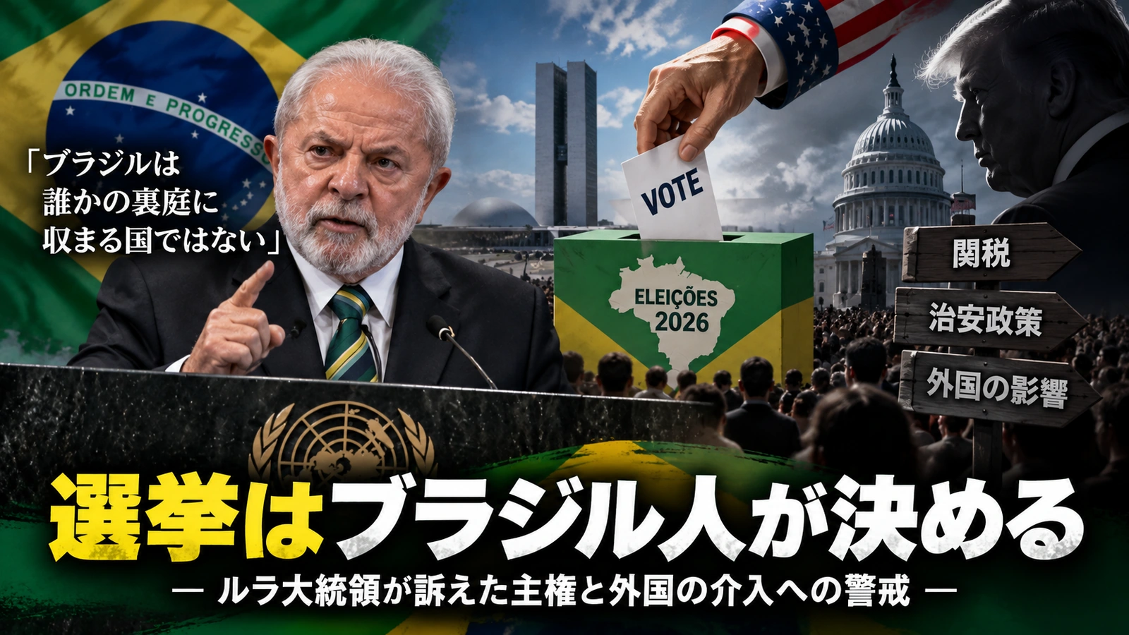 ブラジルのルラ大統領が警戒する大統領選への外国干渉と米国との摩擦を整理した図