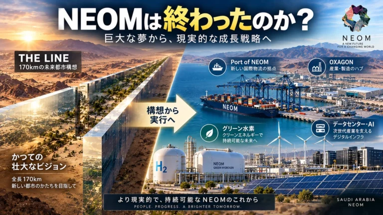 NEOMは中止されたのか？ 170km都市「THE LINE」から港・物流・水素へ変わる現在地
